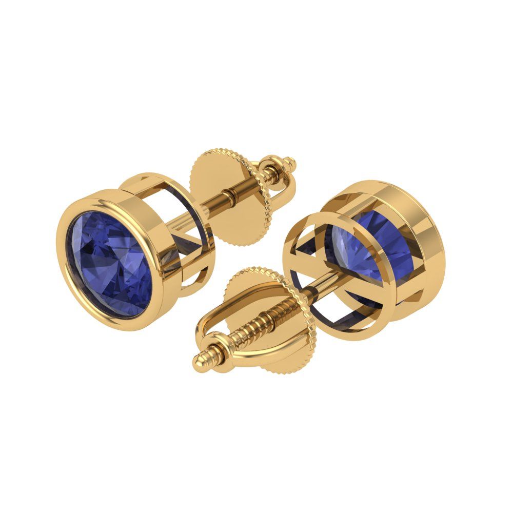1 ctw Tanzanite Studs Earrings | 5.0mm Round Cut White Gold Screw back | December Birthstone