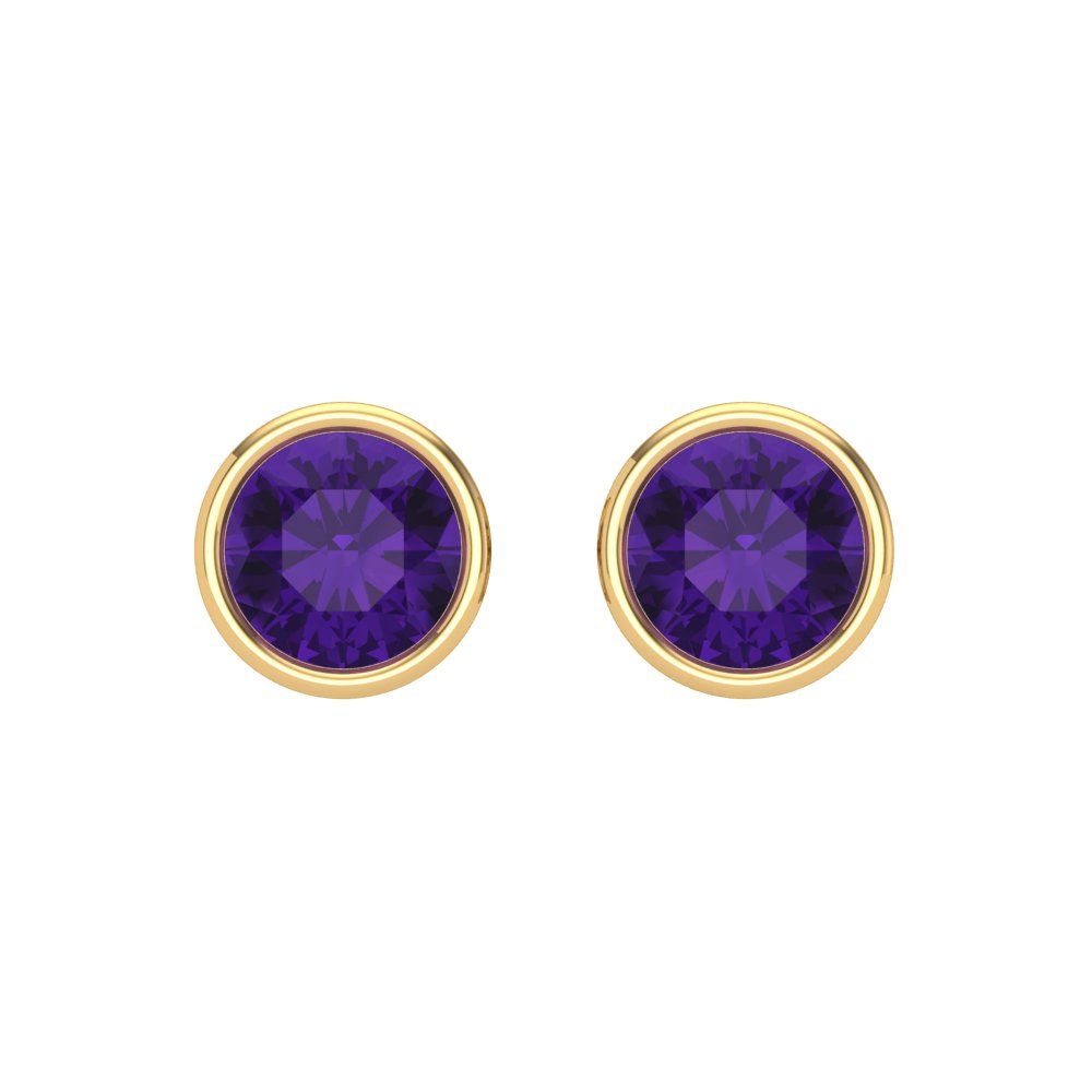 1 ctw Amethyst Studs Earrings | 5.0mm Round Cut White Gold Screw back | February Birthstone