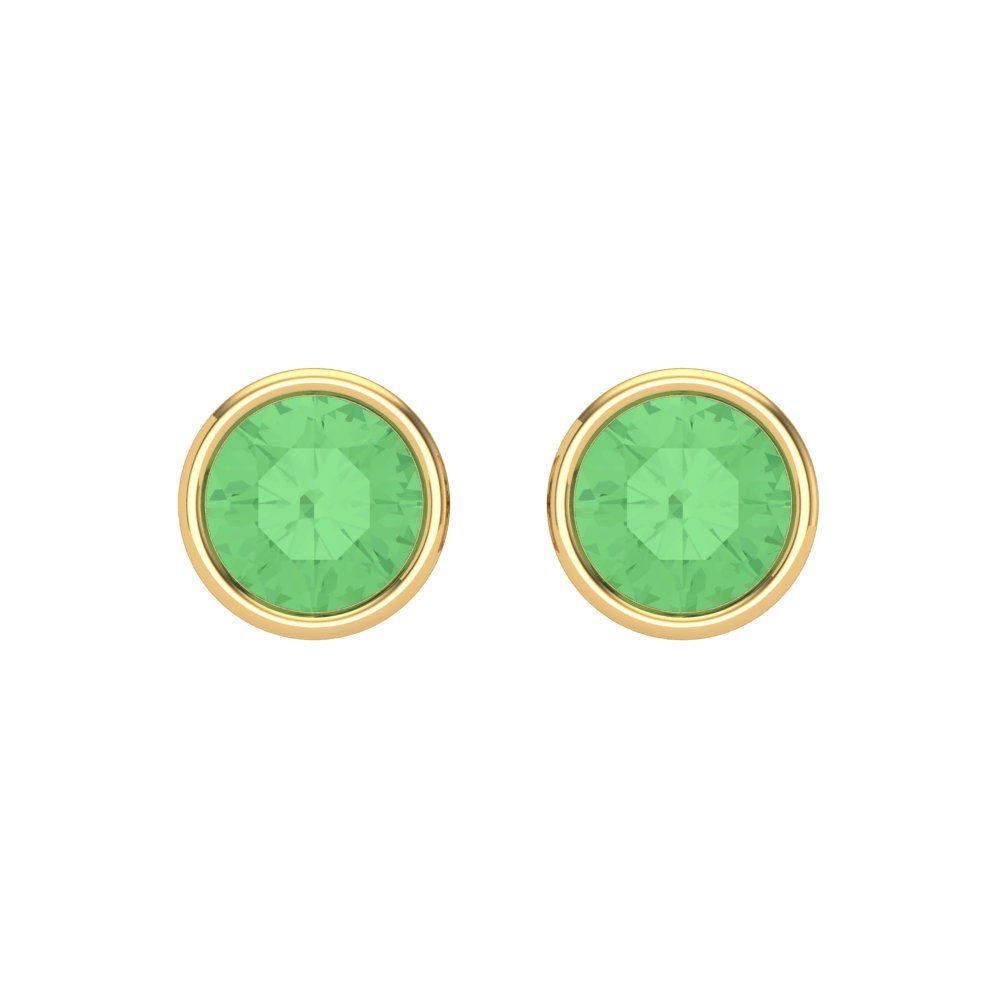 1 ctw Green Zirconia Studs Earrings | 5.0mm Round Cut White Gold Screw back | April Birthstone