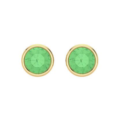 1 ctw Green Zirconia Studs Earrings | 5.0mm Round Cut White Gold Screw back | April Birthstone