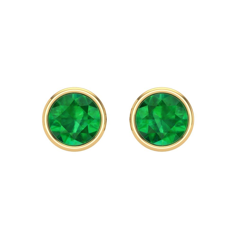 1 ctw Emerald Studs Earrings | 5.0mm Round Cut White Gold Screw back | May Birthstone