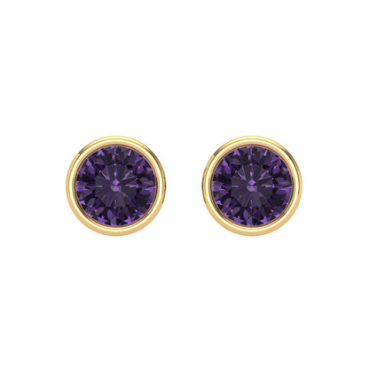 1 ctw Alexandrite Studs Earrings | 5.0mm Round Cut White Gold Screw back | June Birthstone