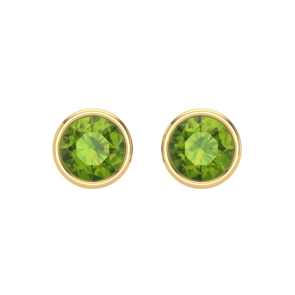 1 ctw Peridot Studs Earrings | 5.0mm Round Cut White Gold Screw back | August Birthstone