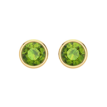 1 ctw Peridot Studs Earrings | 5.0mm Round Cut White Gold Screw back | August Birthstone