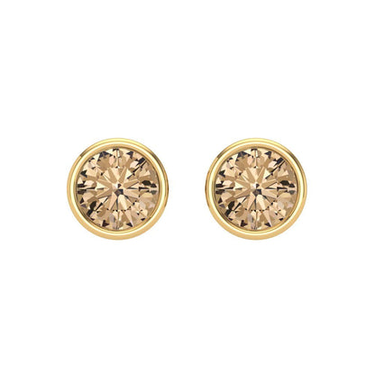 1 ctw Yellow Moissanite Studs Earrings | 5.0mm Round Cut White Gold Screw back | April Birthstone