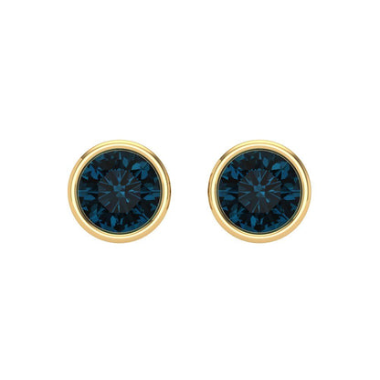 1 ctw London Blue Topaz Studs Earrings | 5.0mm Round Cut White Gold Screw back | December Birthstone