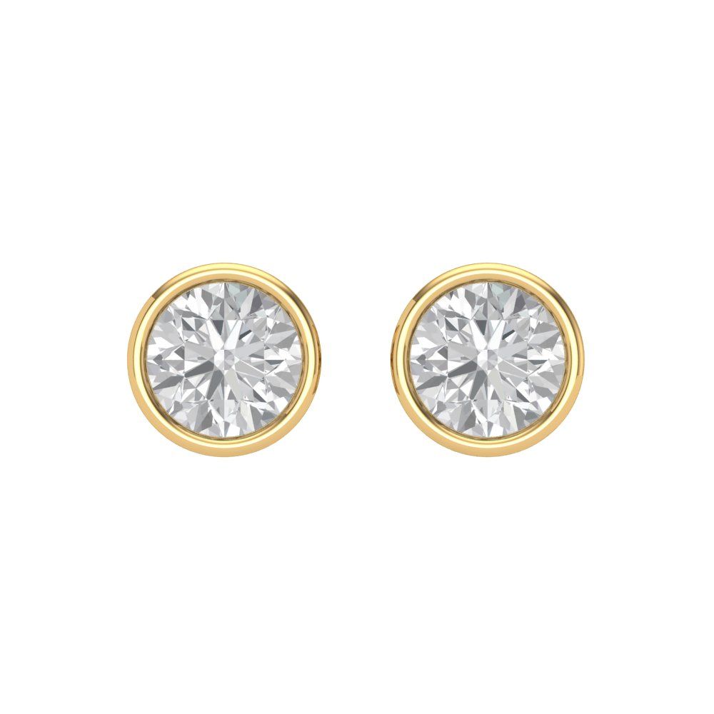 1 ctw Zirconia Diamond Studs Earrings | 5.0mm Round Cut White Gold Screw back | April Birthstone
