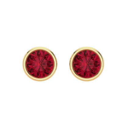1 ctw Ruby Studs Earrings | 5.0mm Round Cut White Gold Screw back | July Birthstone