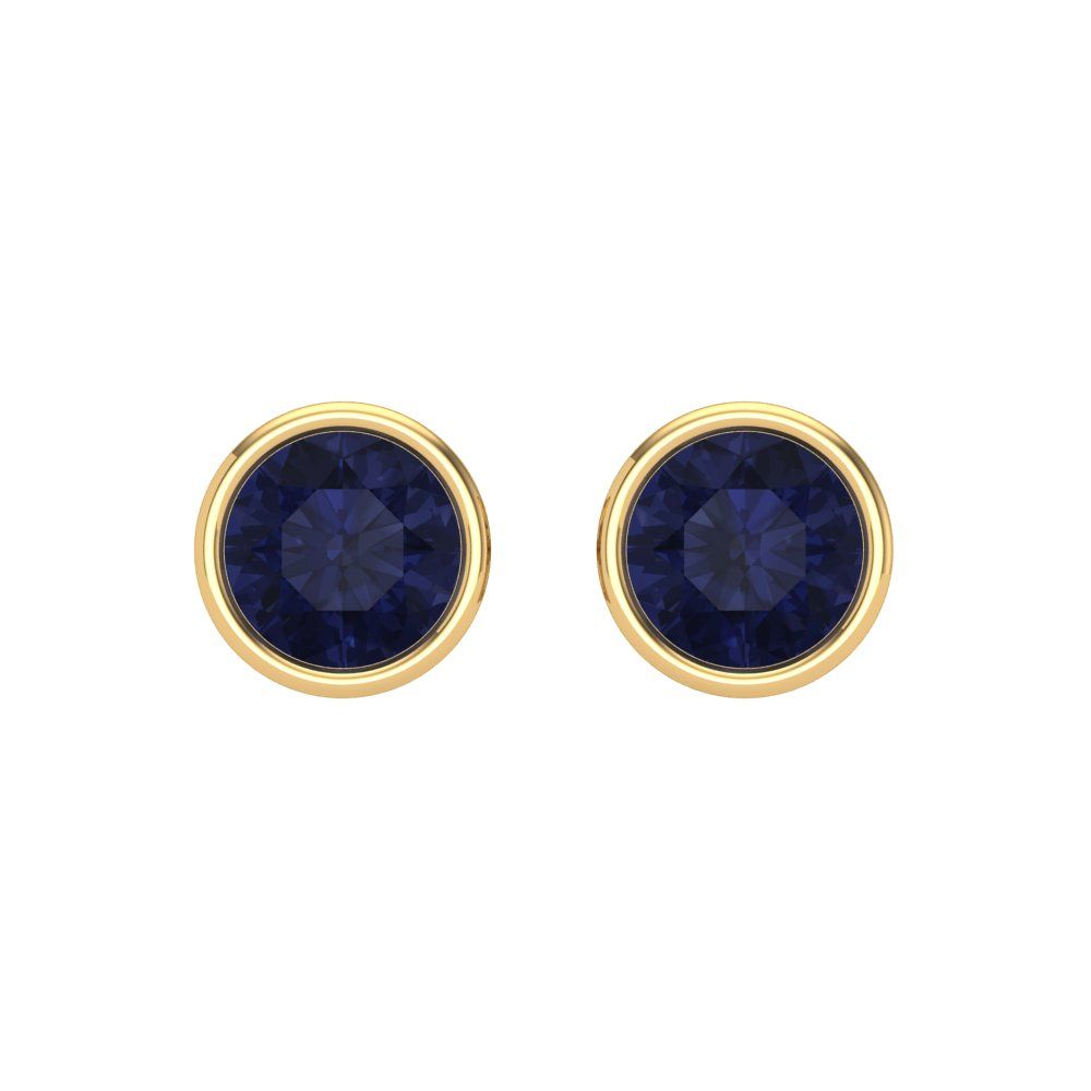 1 ctw Blue Sapphire Studs Earrings | 5.0mm Round Cut White Gold Screw back | September Birthstone