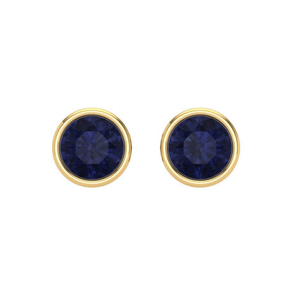 1 ctw Blue Sapphire Studs Earrings | 5.0mm Round Cut White Gold Screw back | September Birthstone