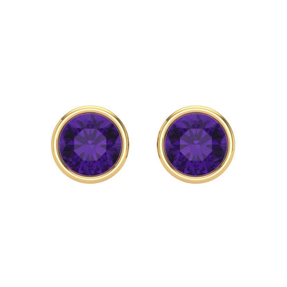 1cttw Amethyst Gold-Plated 925 Silver Screw Back Stud Earrings