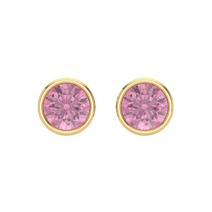 1 ctw Pink Zirconia Studs Earrings | 5.0mm Round Cut White Gold Screw back | April Birthstone