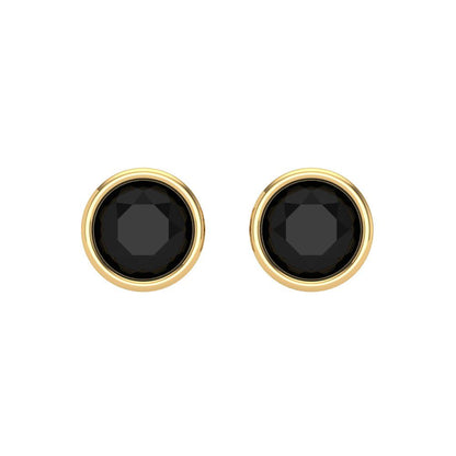 1 ctw Onyx Studs Earrings | 5.0mm Round Cut White Gold Screw back | July Birthstone