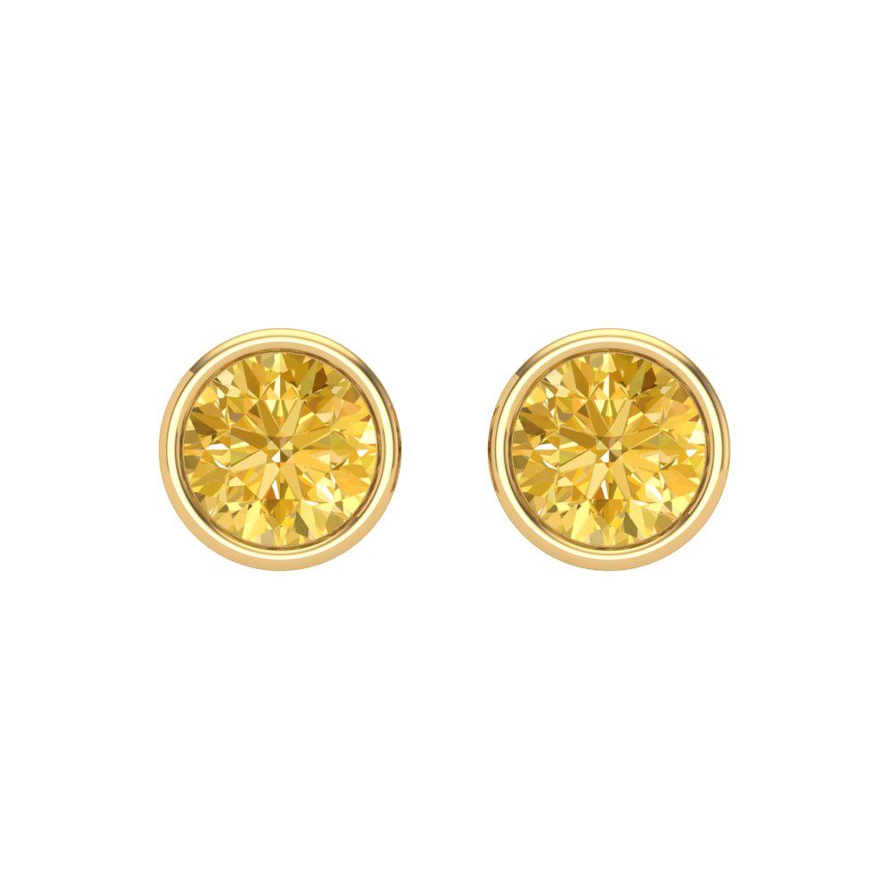 1 ctw Citrine Studs Earrings | 5.0mm Round Cut White Gold Screw back | November Birthstone