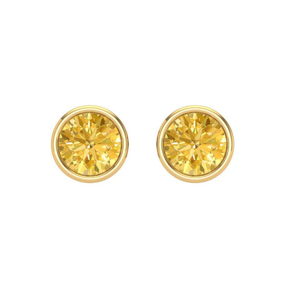 1 ctw Citrine Studs Earrings | 5.0mm Round Cut White Gold Screw back | November Birthstone