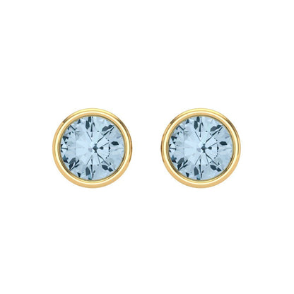1cttw Aquamarine Gold-Plated 925 Silver Screw Back Stud Earrings