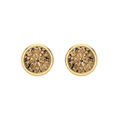 1 ctw Champagne Studs Earrings | 5.0mm Round Cut White Gold Screw back | April Birthstone