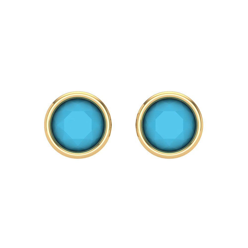 1 ctw Turquoise Studs Earrings | 5.0mm Round Cut White Gold Screw back | December Birthstone