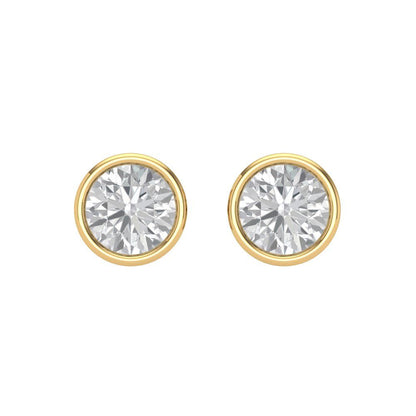 1 ctw White Sapphire Studs Earrings | 5.0mm Round Cut White Gold Screw back | April Birthstone