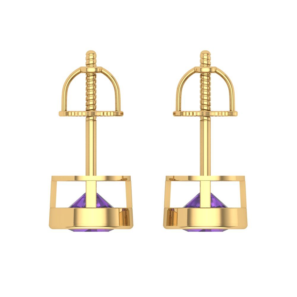 1cttw Amethyst Gold-Plated 925 Silver Screw Back Stud Earrings