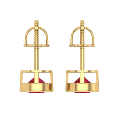 1 ctw Pink Tourmaline Studs Earrings | 5.0mm Round Cut White Gold Screw back | April Birthstone