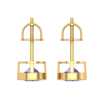 1 ctw Alexandrite Studs Earrings | 5.0mm Round Cut White Gold Screw back | June Birthstone