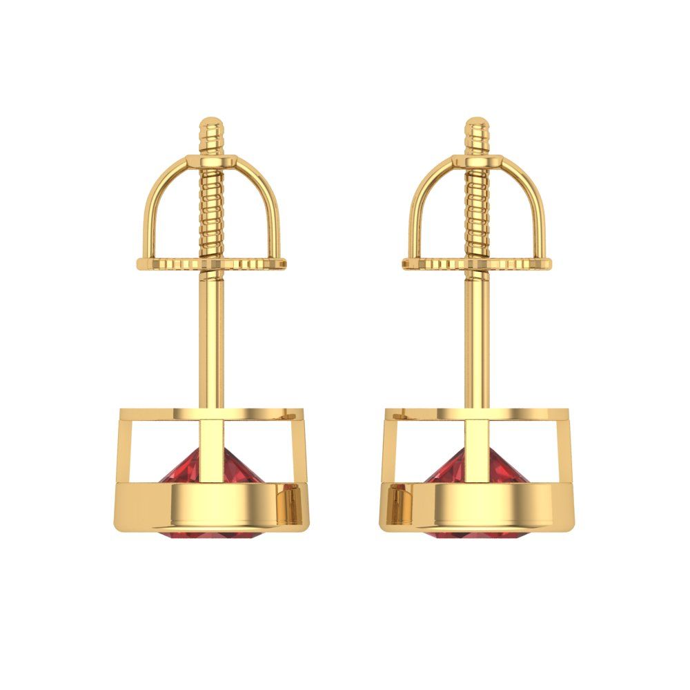 1 ctw Garnet Studs Earrings | 5.0mm Round Cut White Gold Screw back | January Birthstone