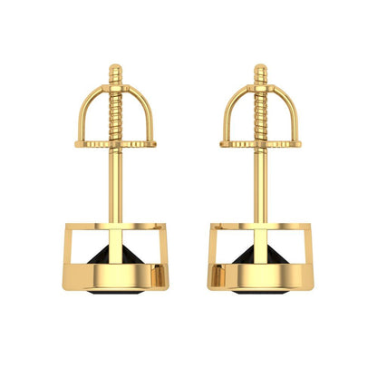 1 ctw Onyx Studs Earrings | 5.0mm Round Cut White Gold Screw back | July Birthstone