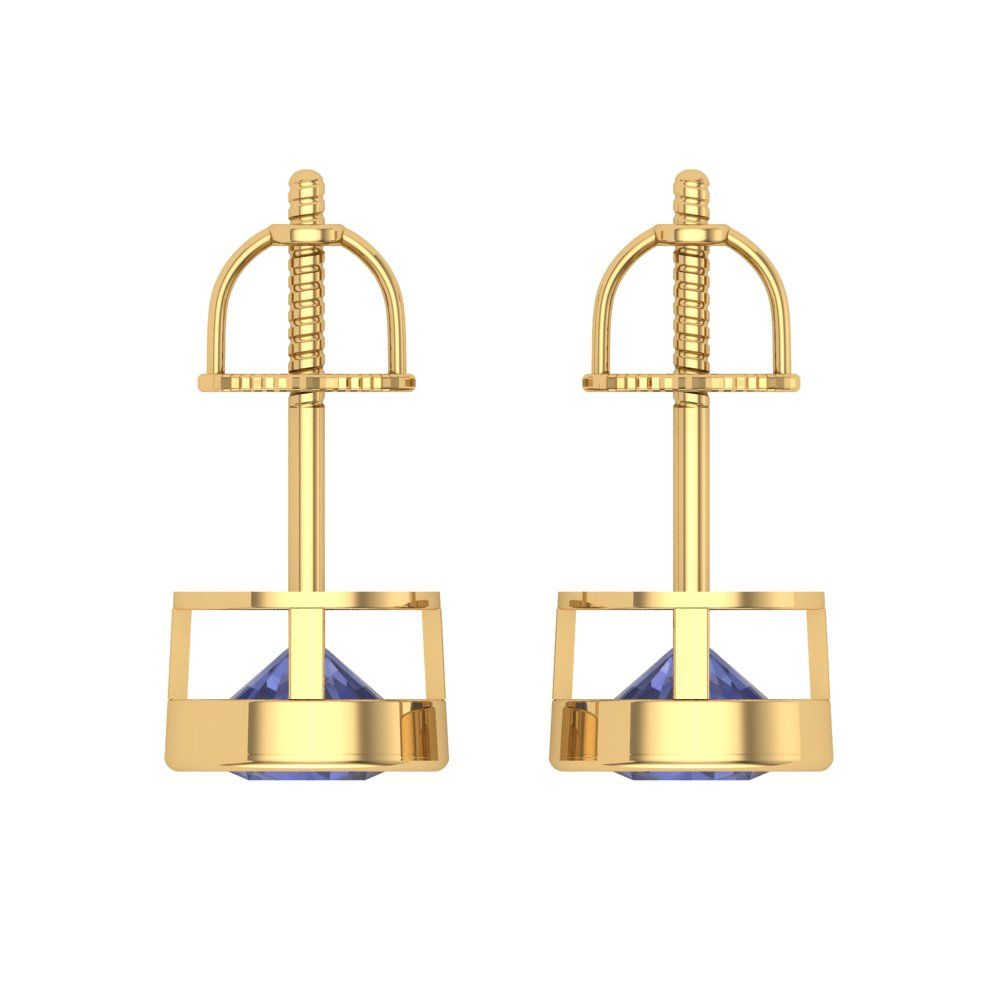 1 ctw Tanzanite Studs Earrings | 5.0mm Round Cut White Gold Screw back | December Birthstone