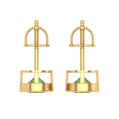 1 ctw Peridot Studs Earrings | 5.0mm Round Cut White Gold Screw back | August Birthstone