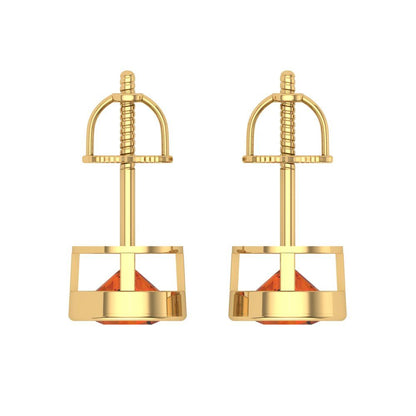 1 ctw Red Zirconia Studs Earrings | 5.0mm Round Cut White Gold Screw back | April Birthstone