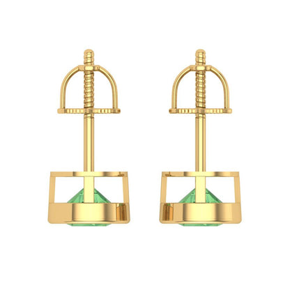 1 ctw Green Zirconia Studs Earrings | 5.0mm Round Cut White Gold Screw back | April Birthstone
