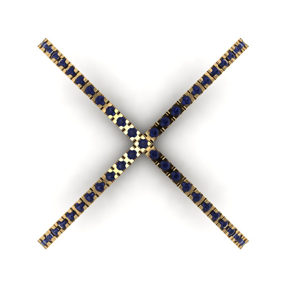 0.245 cttw Simulated Blue Sapphire Statement Engagement Ring - Solid Gold (Round Cut,1.0mm)