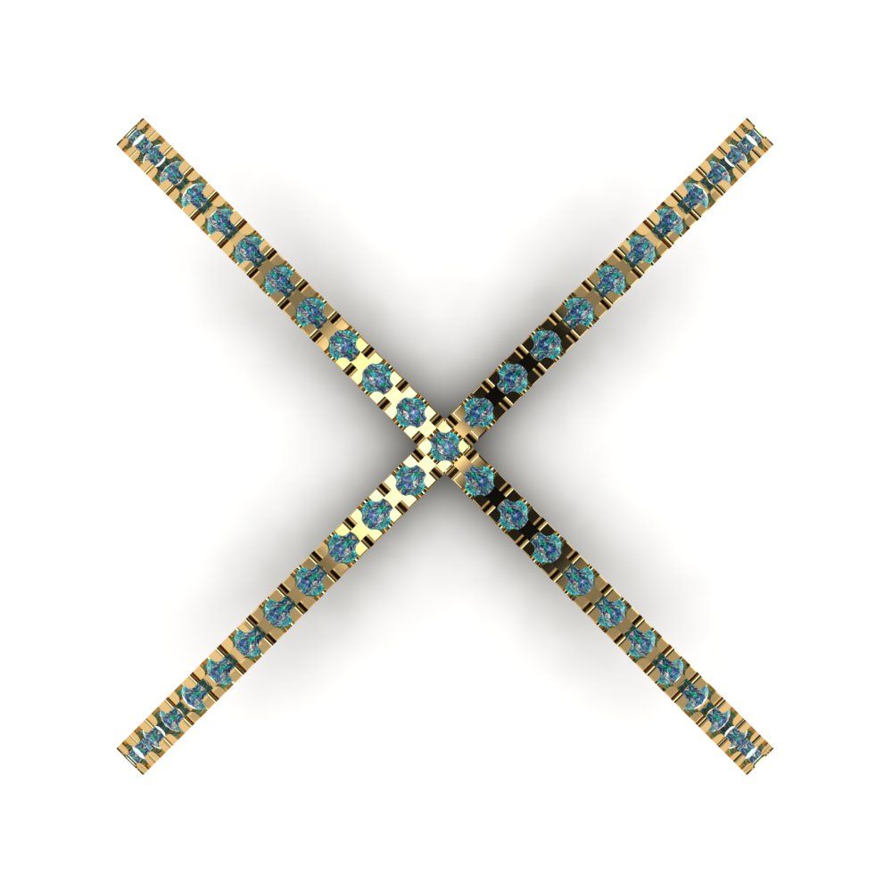 0.245 cttw Blue Moissanite Statement Engagement Ring - Solid Yellow Gold (VVS1, Round Cut,1.0mm)