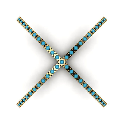 0.245 cttw Simulated Turquoise Statement Engagement Ring - Solid Gold (Round Cut,1.0mm)