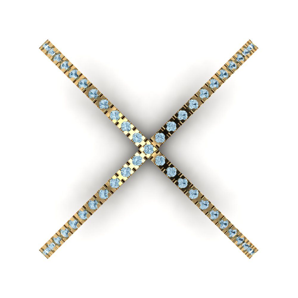 0.245 cttw Natural Swiss Blue Topaz Statement Engagement Ring - Solid Gold (Round Cut,1.0mm)