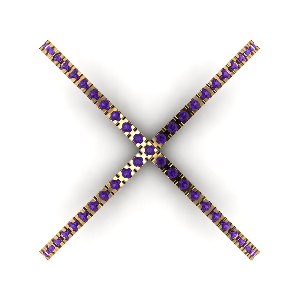 0.245 cttw Natural Amethyst Statement Engagement Ring - Solid Yellow Gold (VVS1, Round Cut,1.0mm)