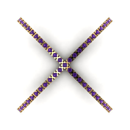 0.245 cttw Natural Amethyst Statement Engagement Ring - Solid Yellow Gold (VVS1, Round Cut,1.0mm)