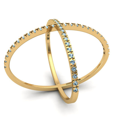 0.245 cttw Natural Aquamarine Statement Engagement Ring - Solid Gold (Round Cut,1.0mm)