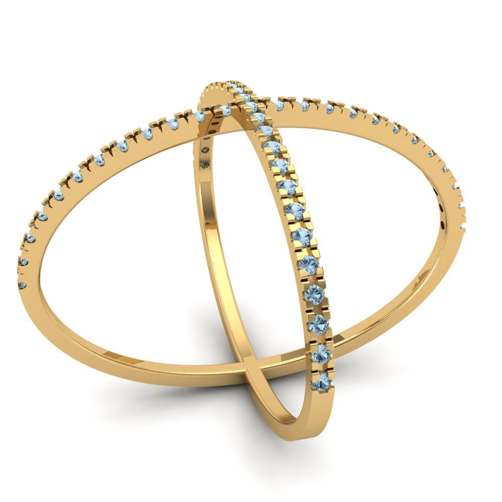 0.245 cttw Natural Swiss Blue Topaz Statement Engagement Ring - Solid Gold (Round Cut,1.0mm)