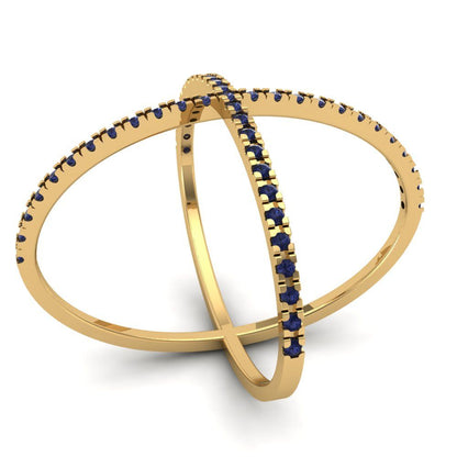 0.245 cttw Simulated Blue Sapphire Statement Engagement Ring - Solid Gold (Round Cut,1.0mm)