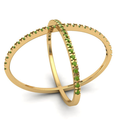0.245 cttw Natural Peridot Statement Engagement Ring - Solid Yellow Gold (VVS1, Round Cut,1.0mm)