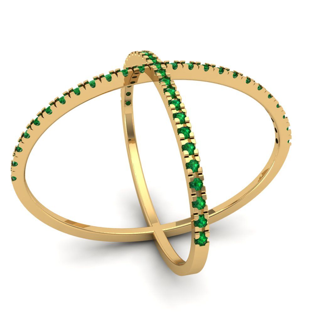 0.245 cttw Simulated Emerald Statement Engagement Ring - Solid Gold (Round Cut,1.0mm)