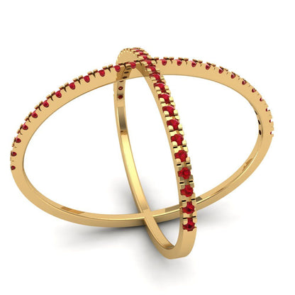 0.245 cttw Simulated Ruby Statement Engagement Ring - Solid Yellow Gold (VVS1, Round Cut,1.0mm)