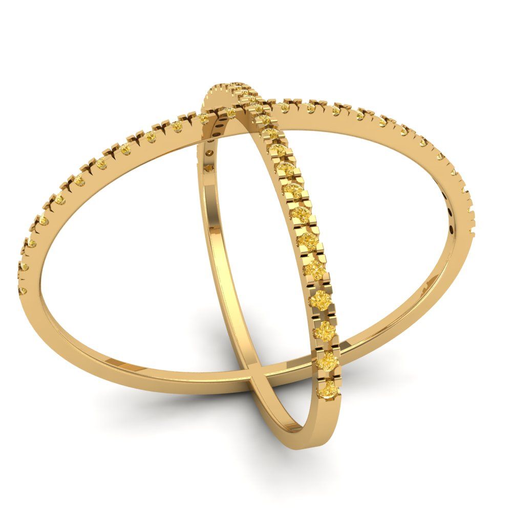 0.245 cttw Yellow Moissanite Statement Engagement Ring - Solid Yellow Gold (VVS1, Round Cut,1.0mm)