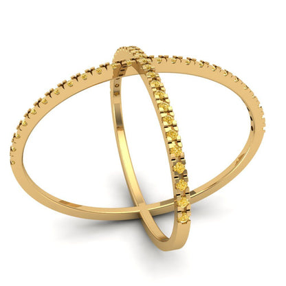 0.245 cttw Yellow Moissanite Statement Engagement Ring - Solid Yellow Gold (VVS1, Round Cut,1.0mm)