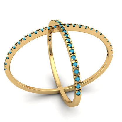 0.245 cttw Simulated Turquoise Statement Engagement Ring - Solid Gold (Round Cut,1.0mm)