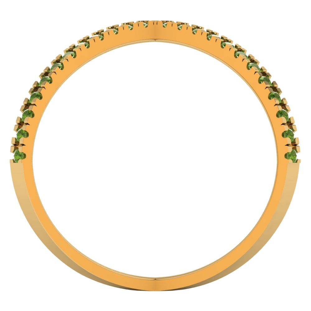 0.245 cttw Natural Peridot Statement Engagement Ring - Solid Yellow Gold (VVS1, Round Cut,1.0mm)