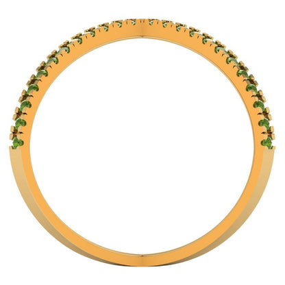 0.245 cttw Natural Peridot Statement Engagement Ring - Solid Yellow Gold (VVS1, Round Cut,1.0mm)