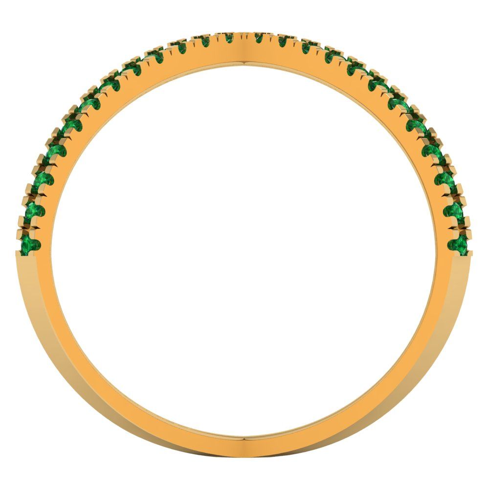 0.245 cttw Simulated Emerald Statement Engagement Ring - Solid Gold (Round Cut,1.0mm)